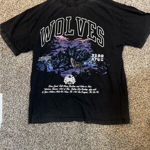Darc Sport Black Wolves Graphic Tee with Purple Accent